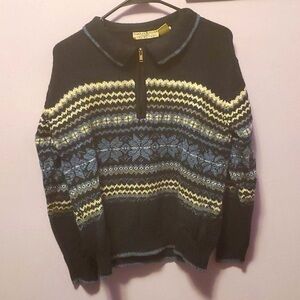 VINTAGE Blue Winter oversized cozy half zip-up sweater with collar size M